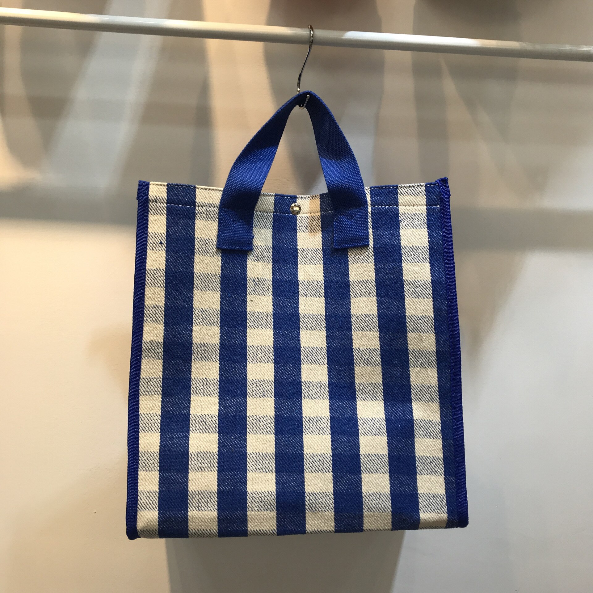 Kvindelig lærredstaske kvinder skulder studerende bulk miljømæssig bærbar indkøbstaske vandtæt indkøbstaske: Blå