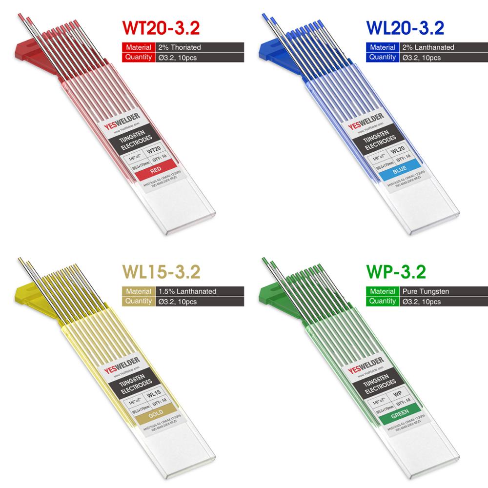 YESWELDER 10pk TIG Welding Tungsten 3.2*175mm WP WT20 WC20 WL15 WL20 WX
