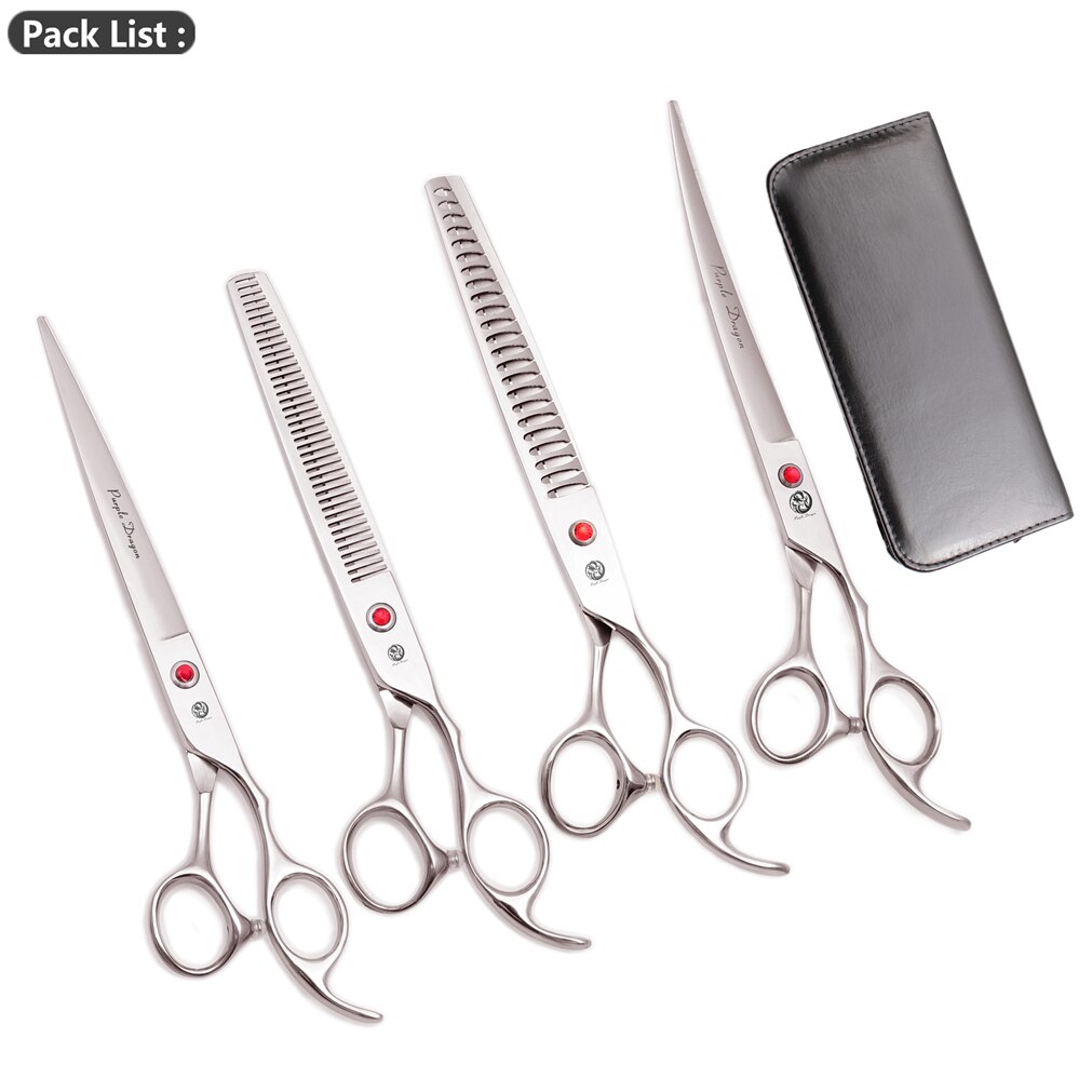 tijeras para perros 8,0 "dragón púrpura JP 440C tijeras de peluquería canina Kit para adelgazamiento tijeras perro curva tijeras agregar caso Z3005 tijeras peluqueria: YuGu-Yin-U4