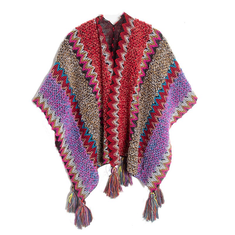 Bohemian Scarf Women Bohemian Scarf Necklace Winter Blankets Multifunction Knitted Cardigans Cape Shawl Poncho Coat: 5