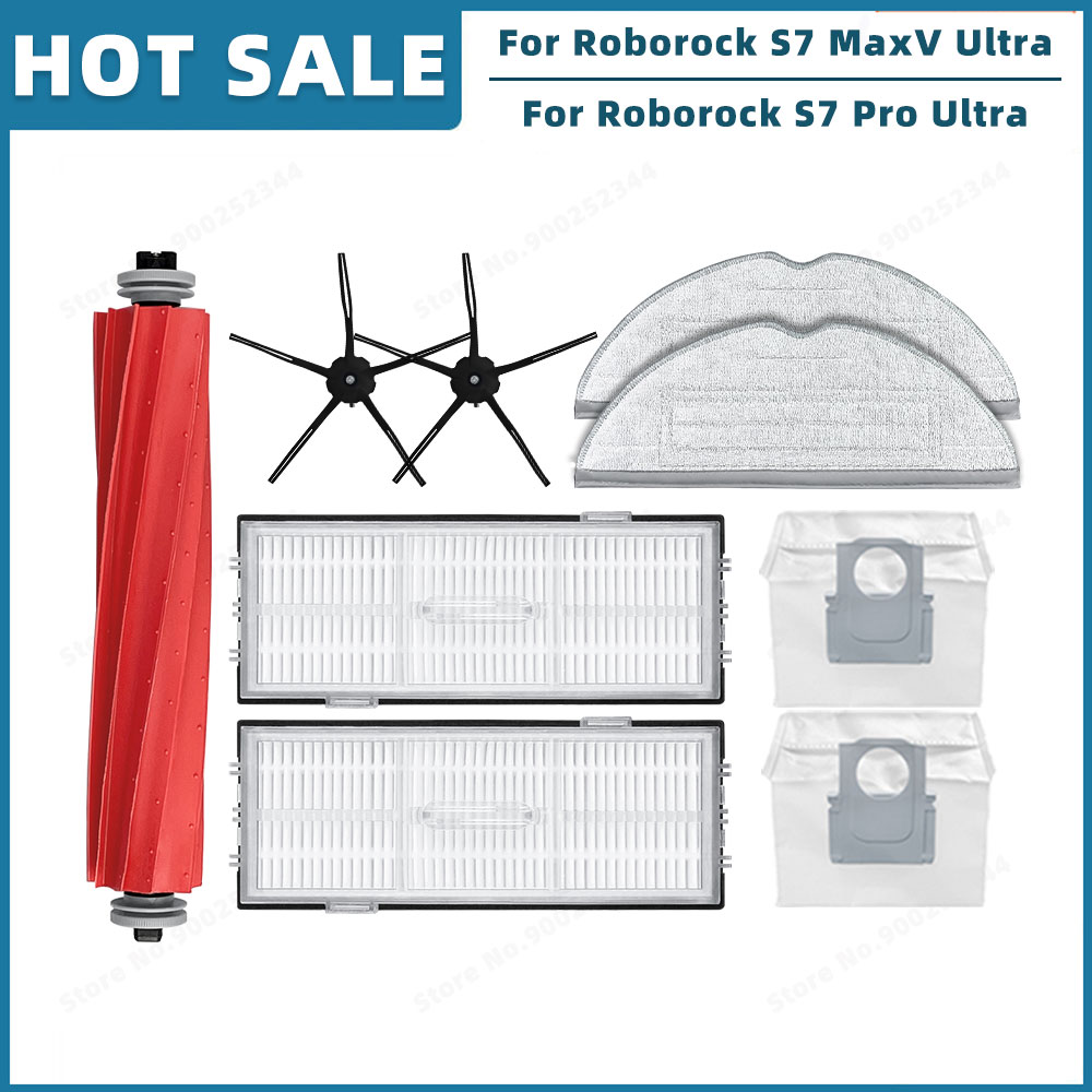 Accesorios para Roborock S7 Max Ultra / S7 MaxV Ultra / S7 Pro Ultra, piezas de repuesto, cepillo lateral principal, filtro, mopa, bolsa de polvo: Caqui oscuro