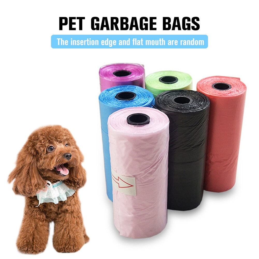 1Rolls 15 Stuks Willekeurige Kleur Hond Kat Kak Tas Afbreekbaar Pet Vuilniszak Pet Outdoor Indoor Home Cleaning Bag geschikt Voor Alle Huisdieren