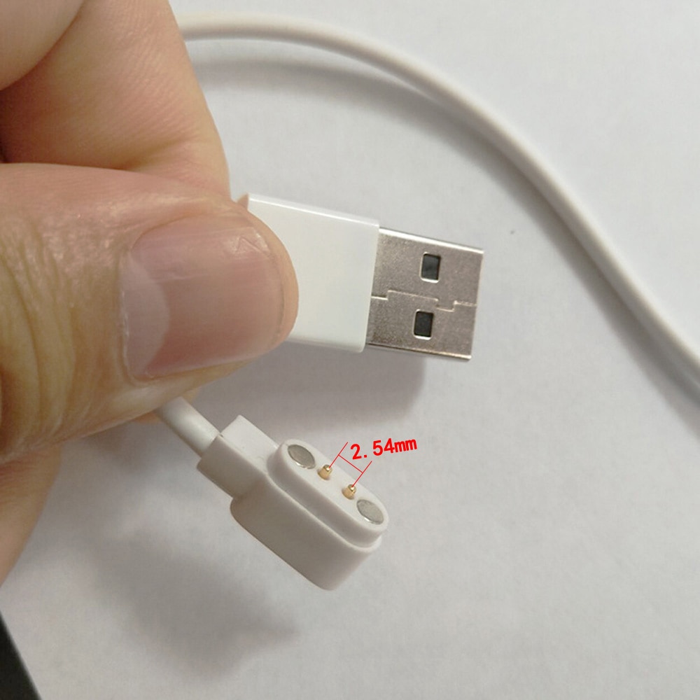 2pin USB Magnetic Charging Cable 2.54 pitch usb to 2 pogo pin Magnetic Charger Cable Male for Smart Watch GT88 G3 KW18 Y3 GT68: 2PIN white 60cm