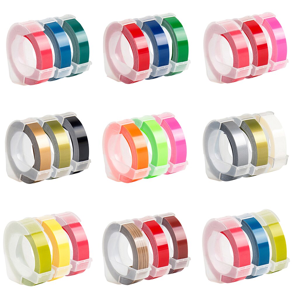 3Rolls 3D Embossing Label Tape white on Clear Transparent 9mm*3m for DYMO 12965 1880 Label Printer and MOTEX E-101 label maker