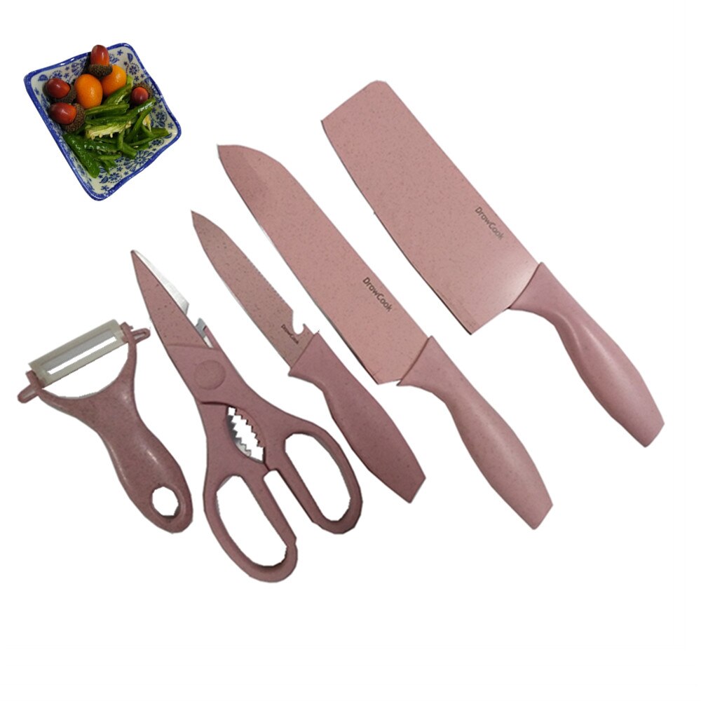 5PCS Kitchen Knife Set Stainless Steel Blades Chef Knife Sets Santoku Utility Paring Cooking Tools kitchen with a box