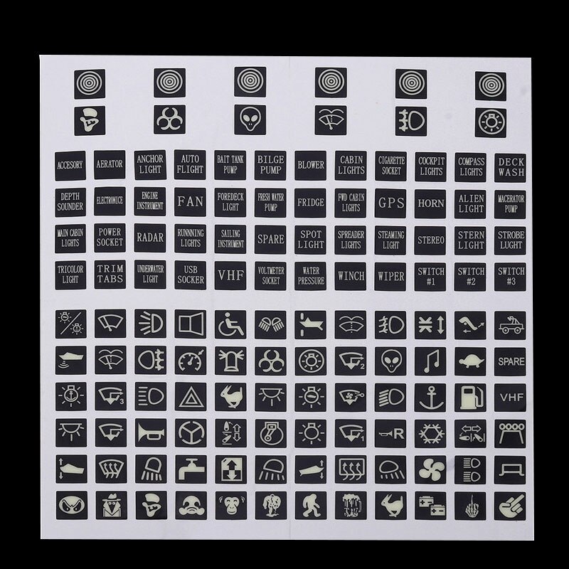 Rocker Switch Label Decal Circuit Panel Lichtgevende Sticker Voor Auto Marine Boot Truck Instrument Schakelaars Relais Decor Sticker