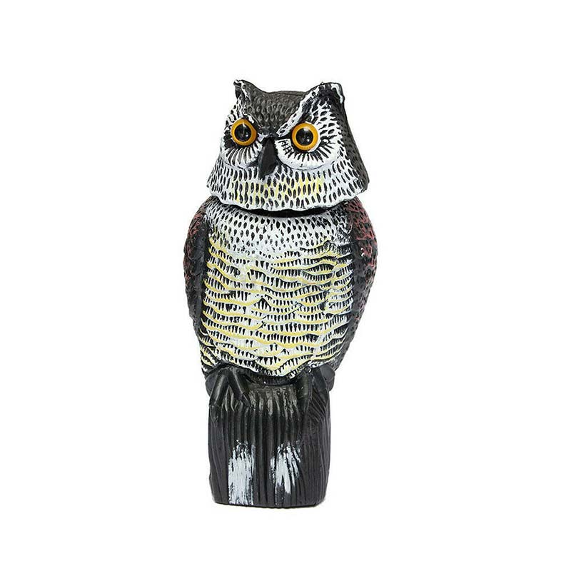 Realistic Bird Scarer Rotating Head Sound Owl Prowler Decoy Protection Repellent Pest Control Scarecrow Garden Yard Move