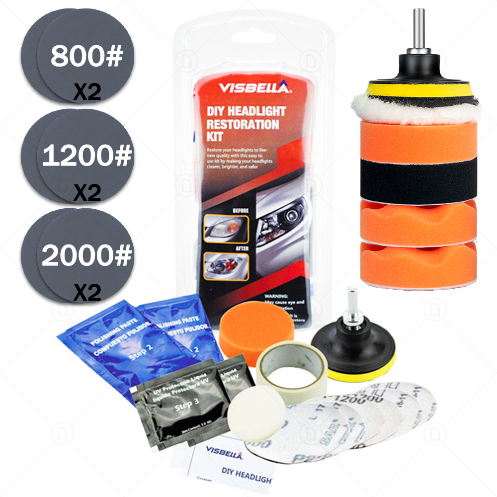 DIY Vehicle Headlight Restoration Kit Headlight Restore Cleaner With UV Protection Car Light Polisher Polishing Kit: 5