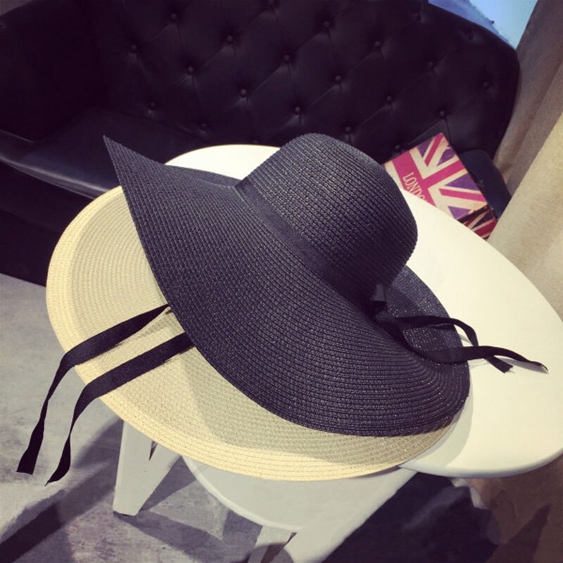 Women's Wide Brim Summer Beach Sun Hat Lady Straw Floppy