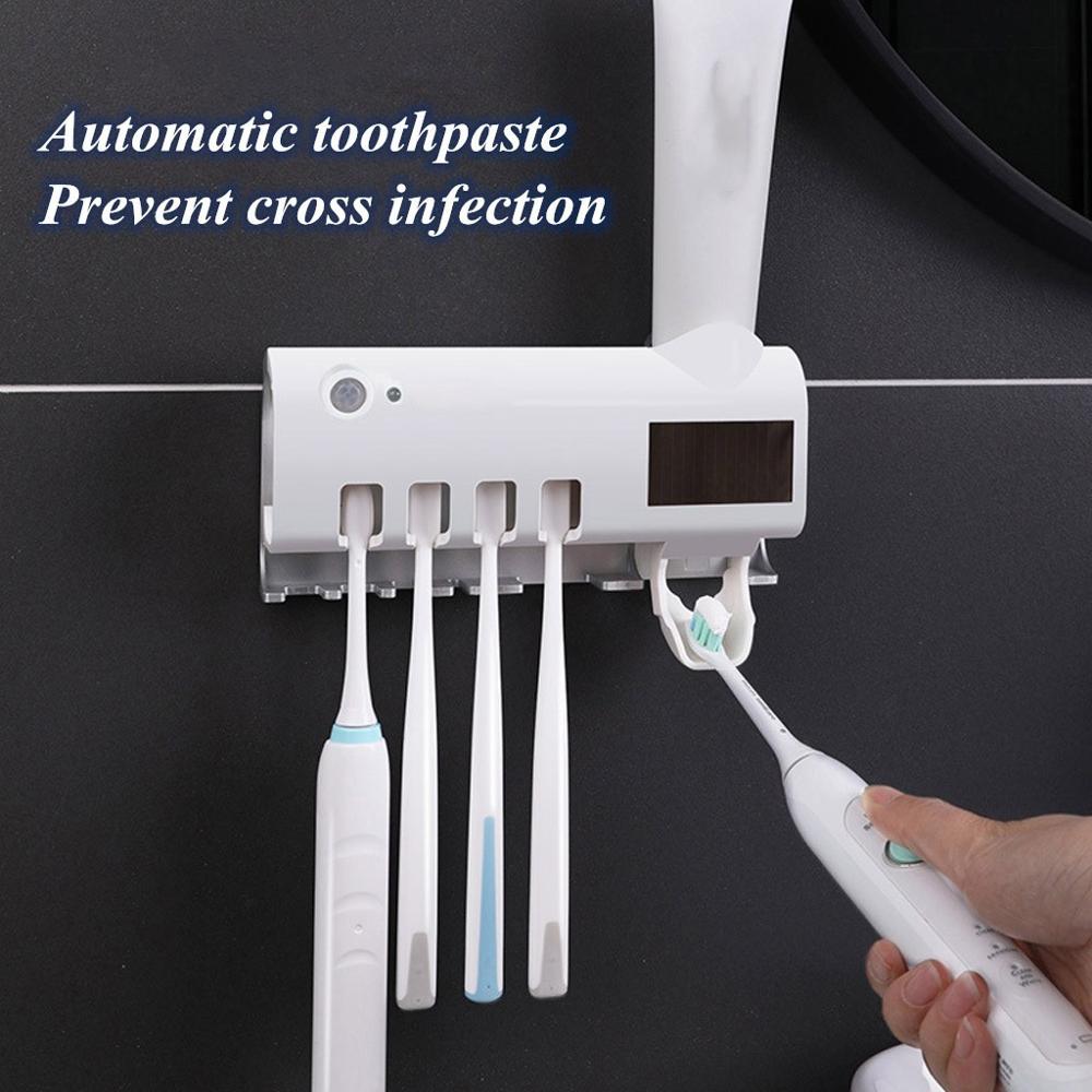 Smart Antibacterial Toothbrush Holder UV Toothbrush Sterilizer Wall Mounted Solar Energy/battery Electric Toothbrush Holder