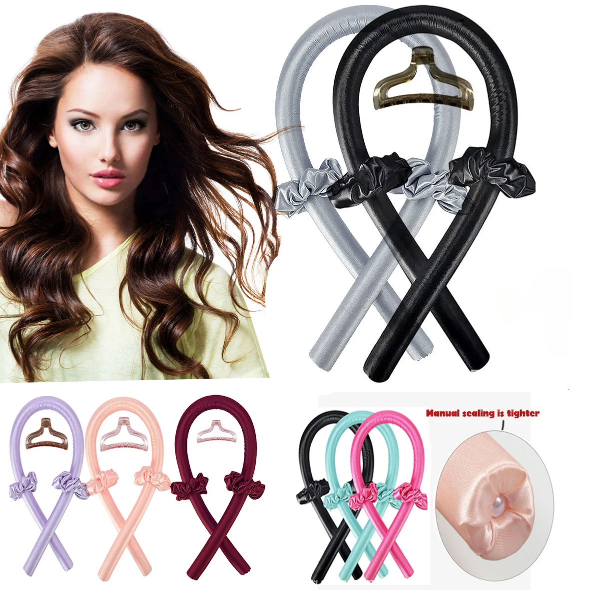 Heatless Curling Rod Hoofdband Geen Warmte Zijden Krullen Lint Haarrollers Slapen Zachte Hoofdband Luie Haarkrulspelden Haar Styling Tools