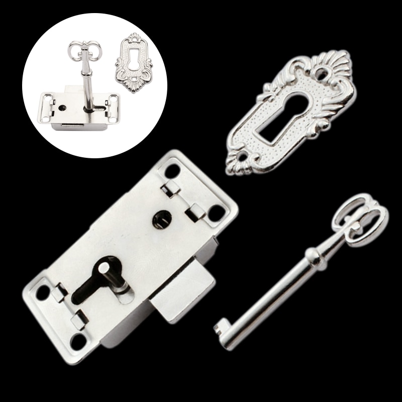 1PC Cabinet Door Lock Set with Key Iron Plating Zinc Alloy Drawer Wardrobe Lock Furniture Kitchen Drawer Lock Replacement