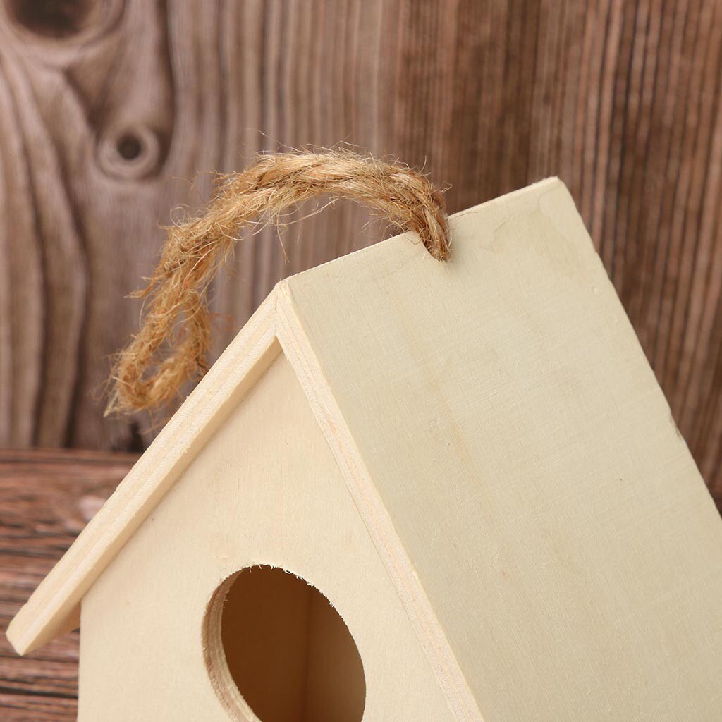 Wooden Bird Nest Hanging Bird House Natural Wooden Bird Cage Resting Place Wall-mounted Outdoor Birdhouse Wooden Box #T1P