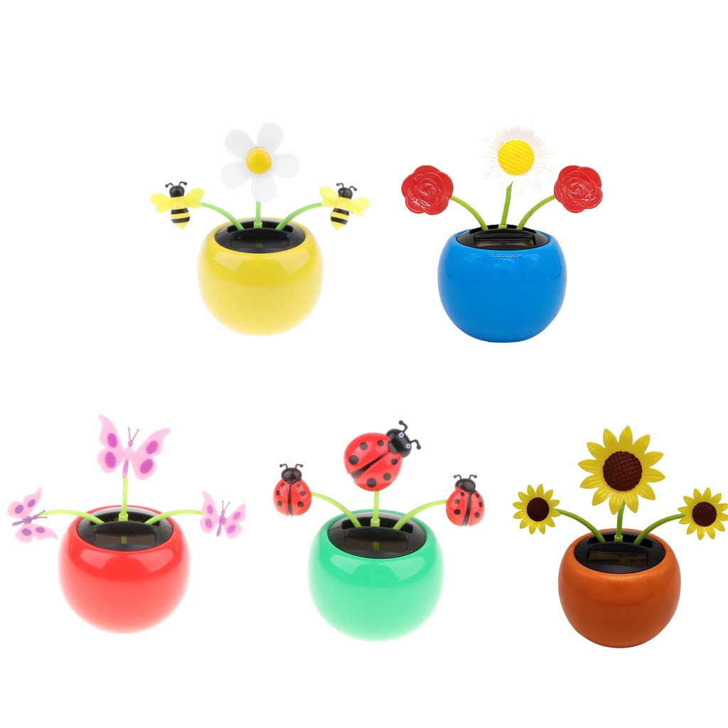 5Stck Kunststoff Tanzen Insekten Blume Puppe (Solar- angetrieben) Heimat Auto Ornament