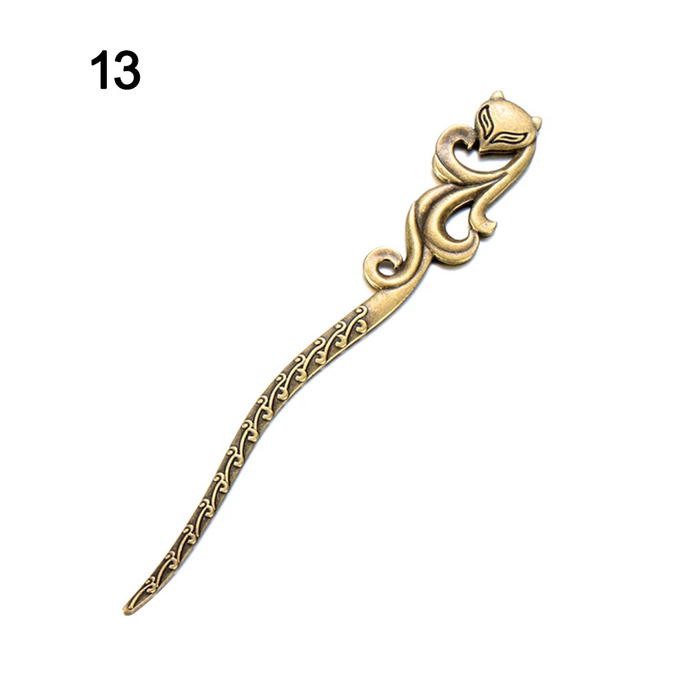 Vintage bronse hårspenne retro metallisk metall hårstift kvinner jenter hår styling verktøy hår gaffel buet hårnål: 13