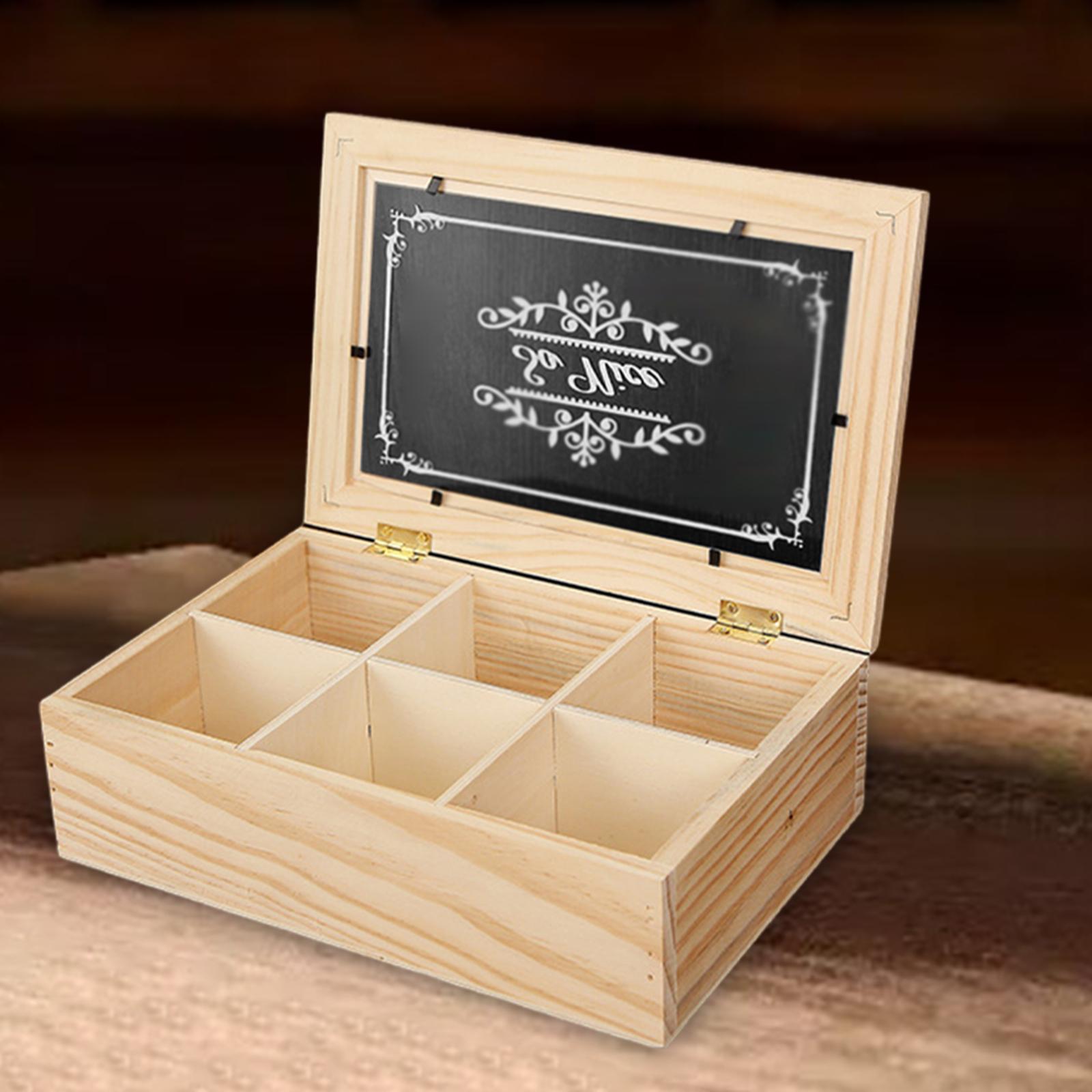 Wooden Tea Box 6 Grids Multifunctional Tea Storage... – Grandado