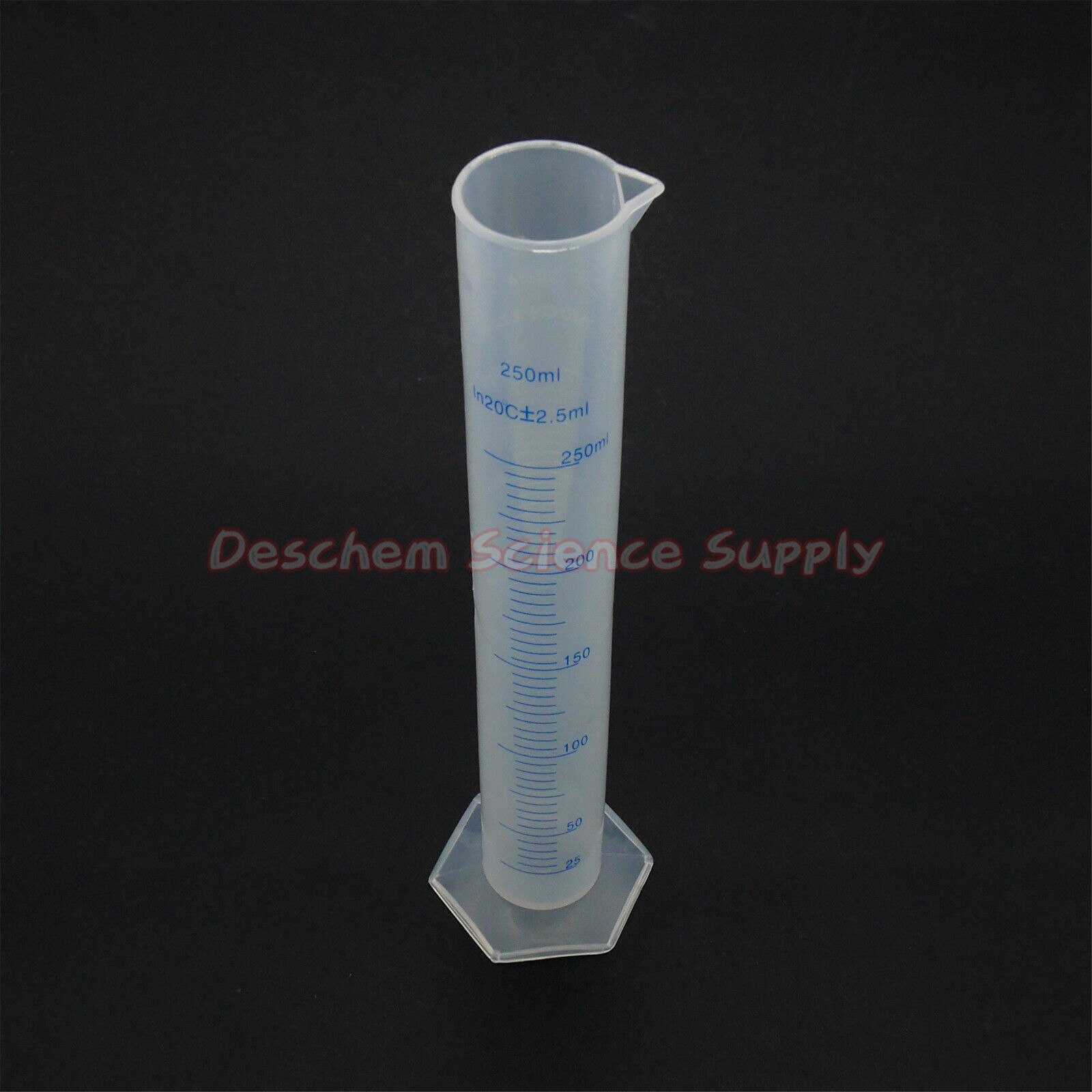 250mL Polypropylene Measuring Cylinder,Blue Graduate,PP Plastic Labware