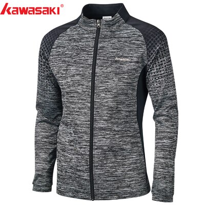 Kawasaki Autumn Men Sports Jackets Breathable Comfort Fitness Badminton Tennis Jackets Couple Models With Zipper JK-S1803: JK-S1803Gray / 4XL