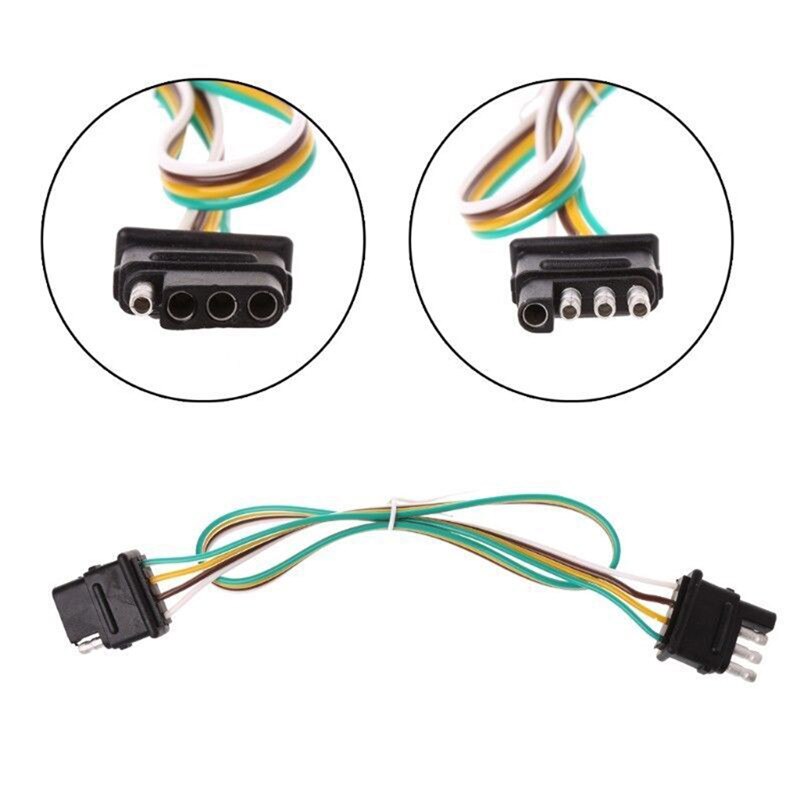 1 stücke 2ft Anhänger Licht Kabelbaum Verlängerung 4-Stift Stecker 18 AWG Flach Draht Stecker 60CM