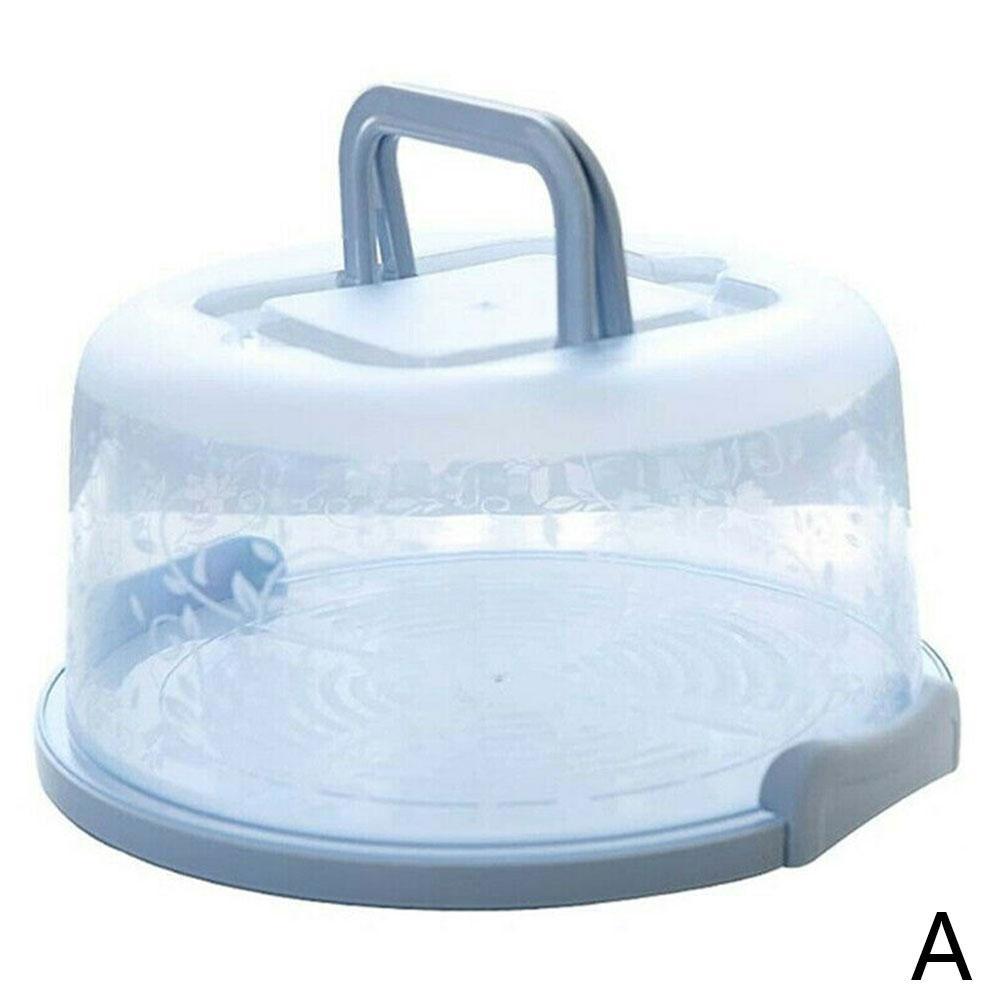 Portable Cake Storage Box Round Birthday Wedding Kitchen Dessert Cake Box Holder Baking Storage Cupcake Fruit Container R4Z8: Blue