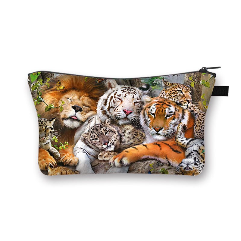 Biały nadruk tygrysa kosmetyczka moda kosmetyczka kosmetyczka torebka na suwak Organizer podróżna kosmetyczka kosmetyczka dziewczyny Mini torebka: shzbtiger4