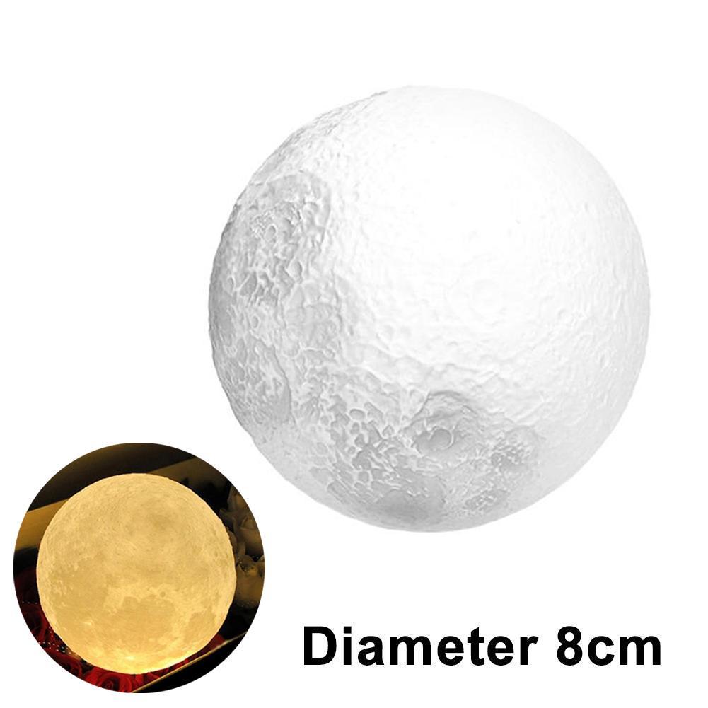 Juguetes mágicos de 8CM LED con control táctil Luz de luna Luna luminosa Día de los niños juguetes de luz con cable USB recargable: No lamp base