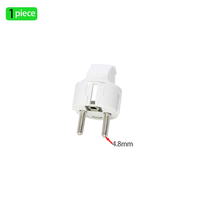 EU 16A Plug French Korea 4.8mm Pin DIY Rewireable Plug: 1 piece White