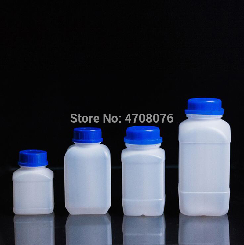 500ml 6 stks/pak PE lab theftproof reagens fles met schaal Plastic monster fles met schroef deksel vierkant voor chemische experiment