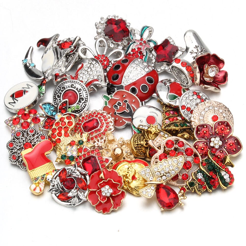 10 pz/lotto all'ingrosso Snap gioielli MIX metallo scatta strass fiore 18mm bottoni a pressione misura in pelle Snap braccialetto del braccialetto