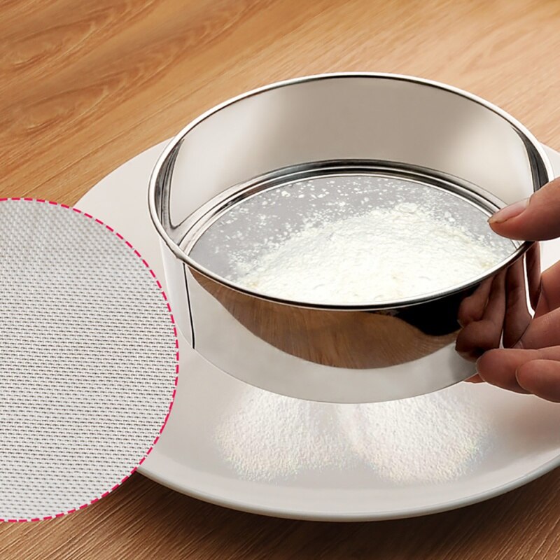 Stainless Steel Mesh Flour Sifting Sifter Sieve Strainer 60 Mesh Filter Flour Sieve Cake Baking Kitchen Tools