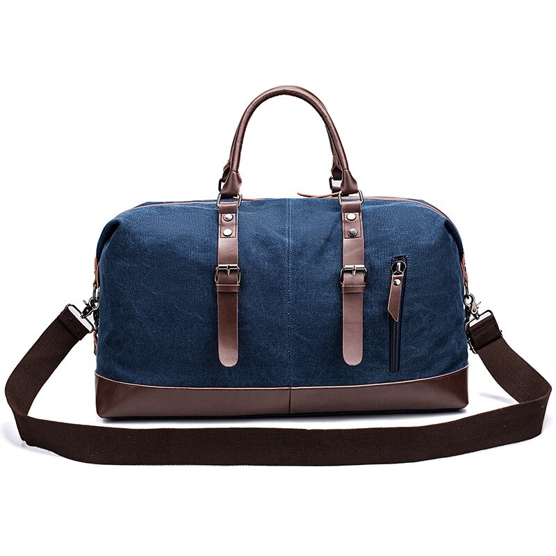 Canvas Reistas Mannen Lederen Outdoor Schoudertas Messenger Grote Capaciteit Tote Bag Bagage Duurzaam Koe Lederen