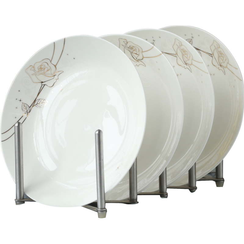 4pcs set, 8 inch, bone china dinner plates, golden rose, porcelain plates for food, ceramic dishes for serving, dinner plate set: Default Title