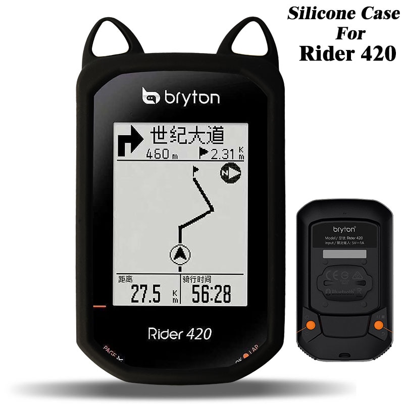 Generisk cykel gel skin case & skærmbeskytter cover til bryton rider 420 gps computer silikone taske til  r420 cat ear tegneserie