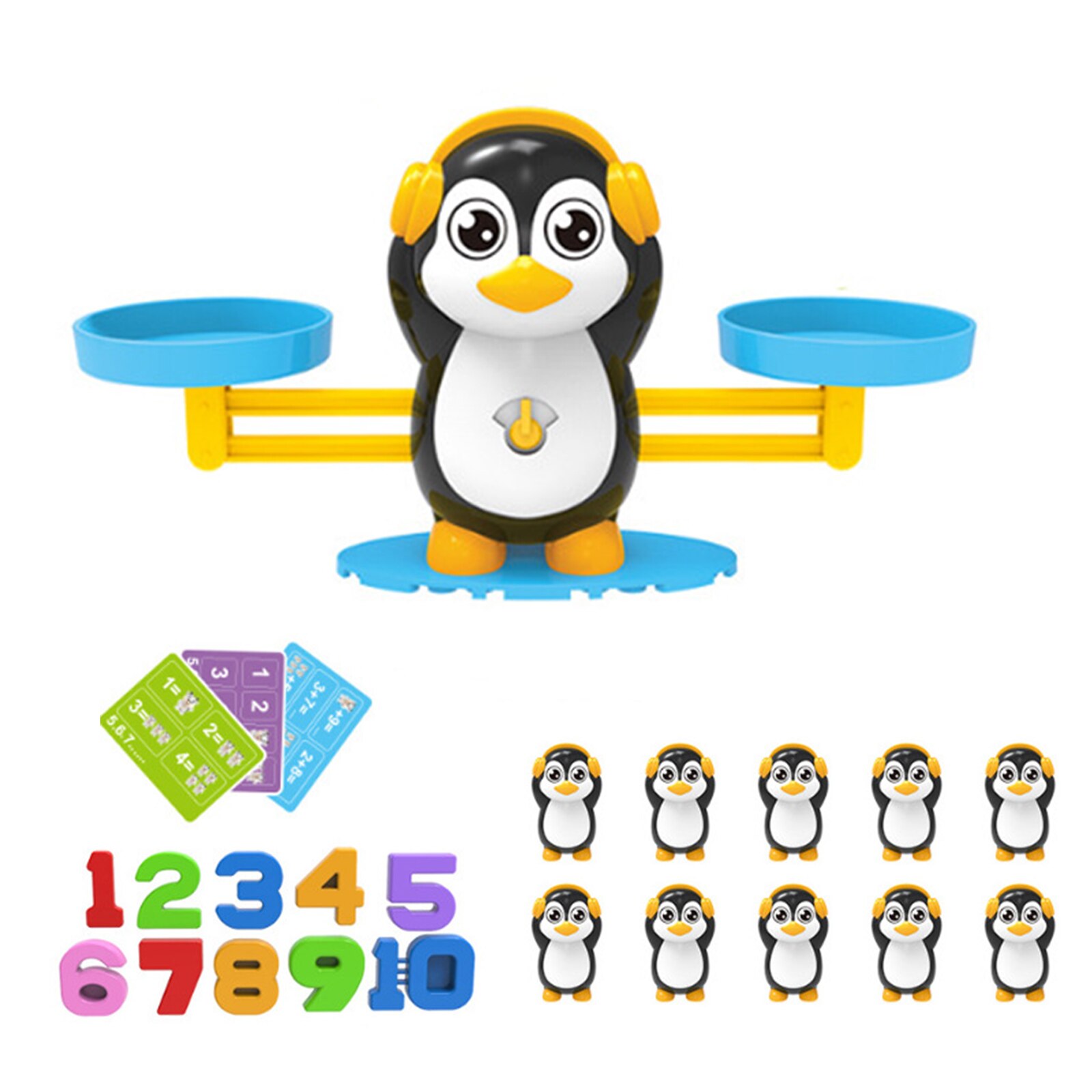 Juguetes de matemáticas para niños, juego de balanza de equilibrio, juegos de números, bloques de apilamiento, pingüino, mono, de educación temprana: A1