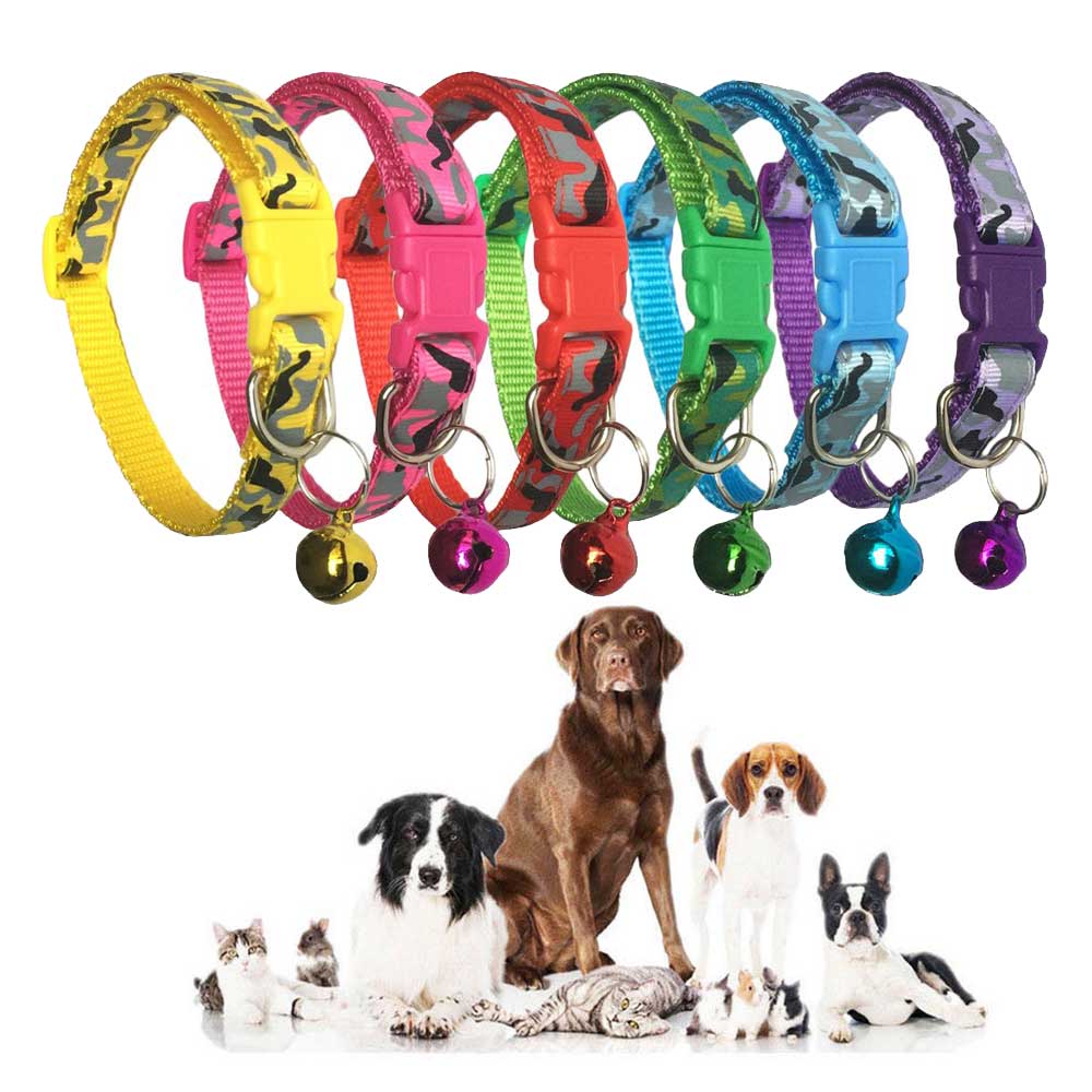 Halsband Nylon Delicate Veiligheid Casual Nekkoord Mode Verstelbare Camo Bell Huisdier Halsband Puppy Kraag