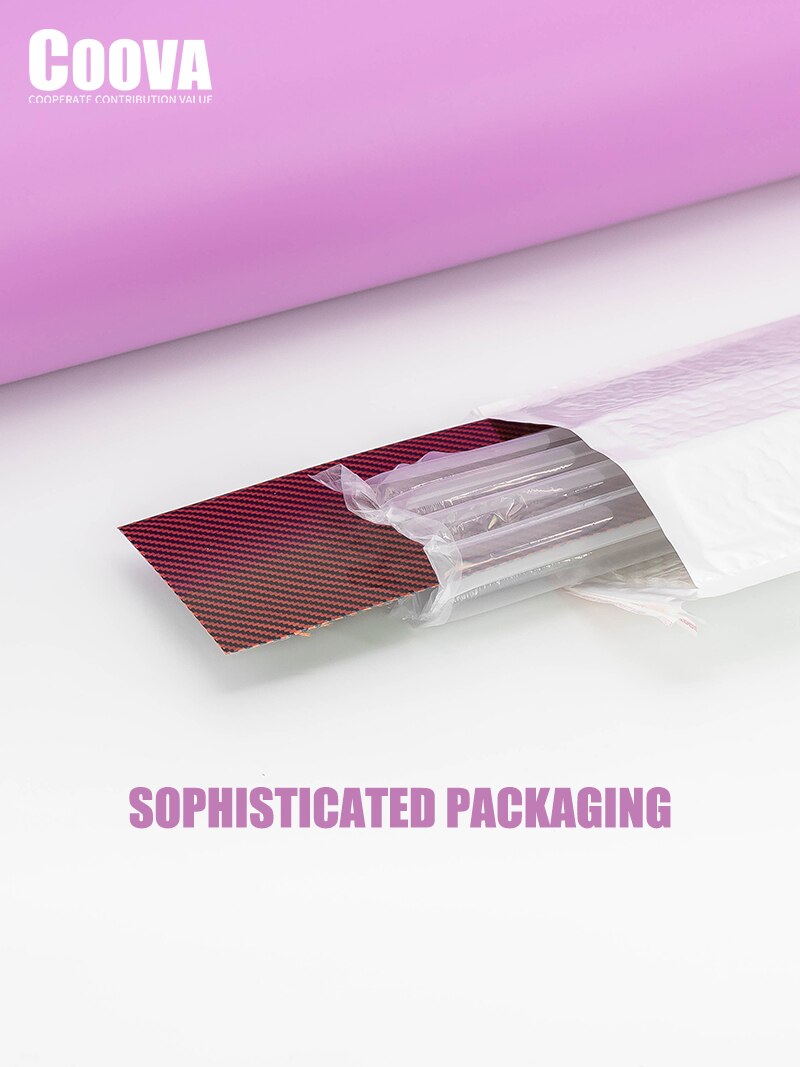 F504 COOVA Red &amp; Carbon Fiber Sheet Twill Real Carbon Fiber Plate Board Sheet Epoxy Composite Thickness 0.4mm DIY Decoration
