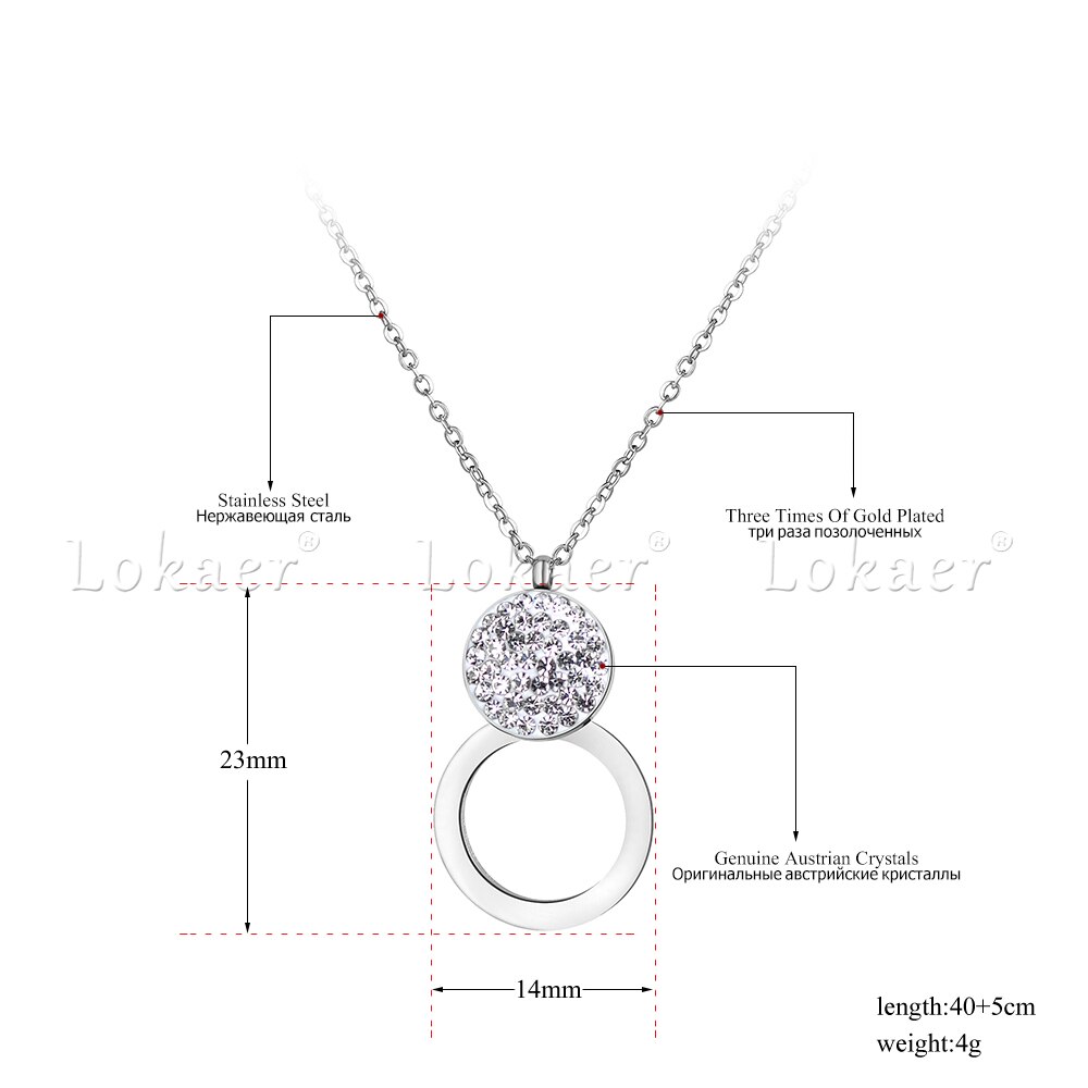 Lokaer Klassische Pflastern Einstellung Strass Doppel Kreis Colliers Halskette Für Frauen Edelstahl Hochzeit Halskette Schmuck N18048
