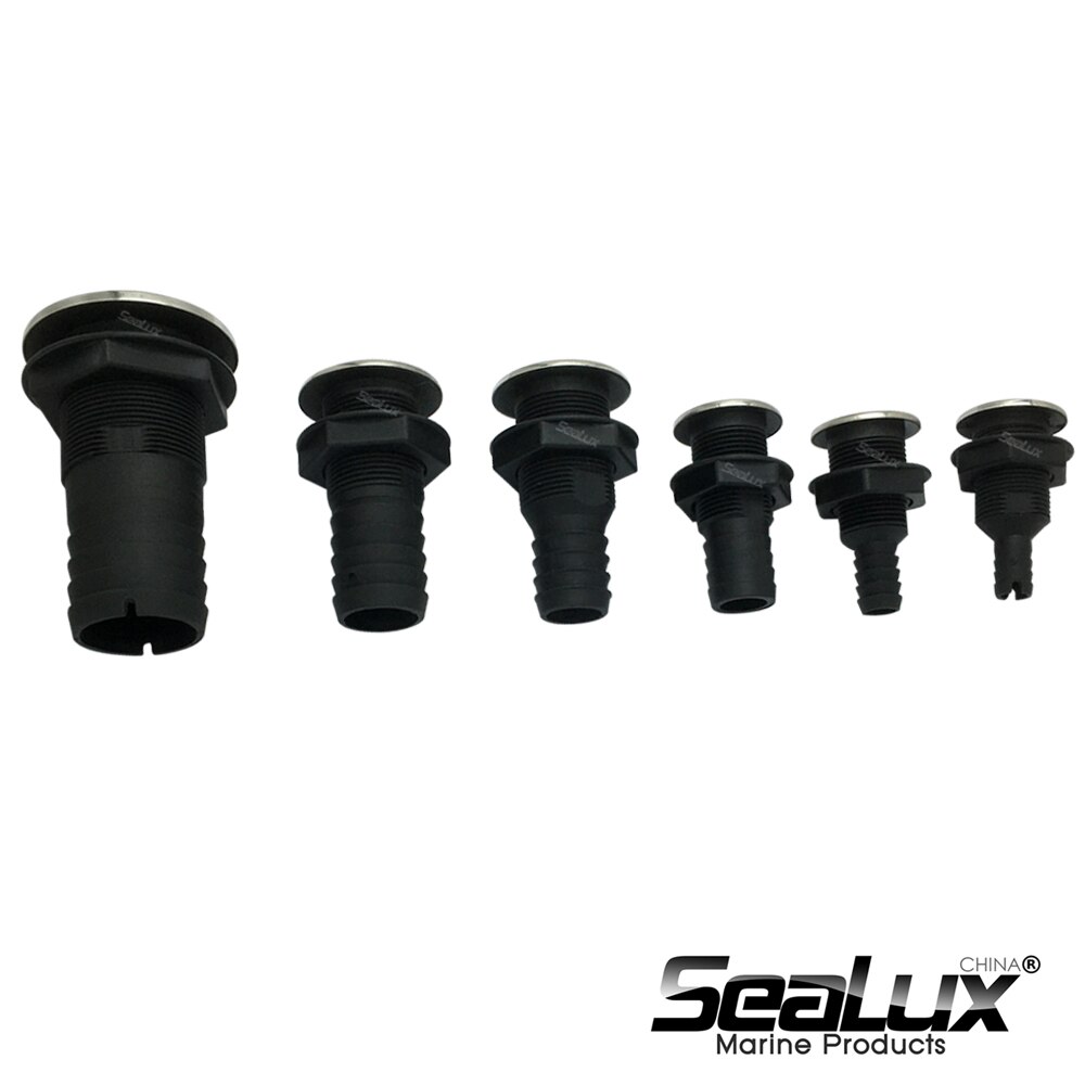 Sealux Straight Thru Hull with Stainless Steel 316 Cover with or without Flapper Nylon Plastic for Yacht Boat Marine
