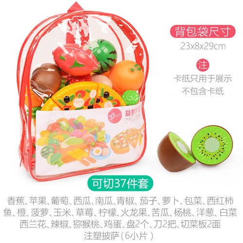 6/10/13/18pcs/20pcs/37pcs/set Housekeeping Toys education toys for baby color random surwish plastic fruit vegetables cut toys: as picture with bag