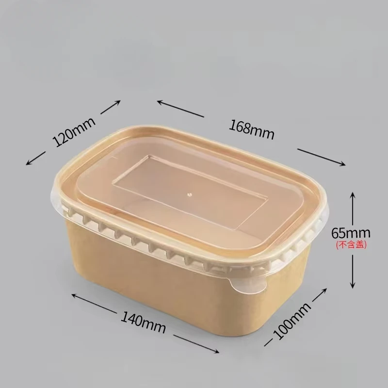 Disposable Lunch Box Eco-friendly Kraft Paper Food Grade Thickened Rectangular Takeaway Box Microwave Heating: Red