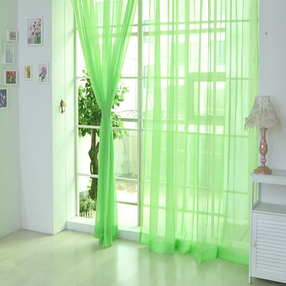 2 PCS 100x270cm rainbow Curtain Pure Color Tulle Door Window Curtain Drape Panel Sheer Scarf Valances Modern bedroom Living Room