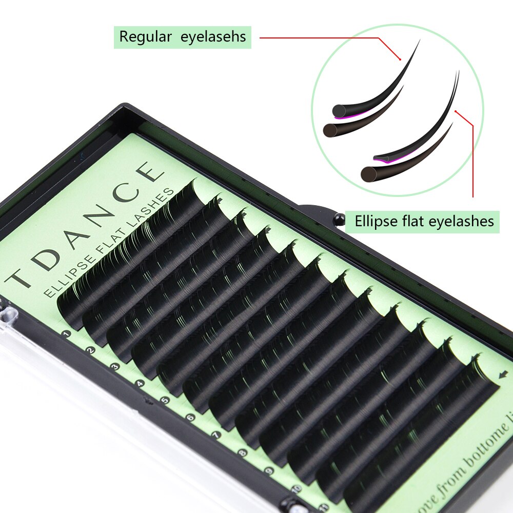 TDANCE Ellipse Flat Lashes Matte Split Tips Shaped Individual Nature Eyelash Extension For Professionals Supplies