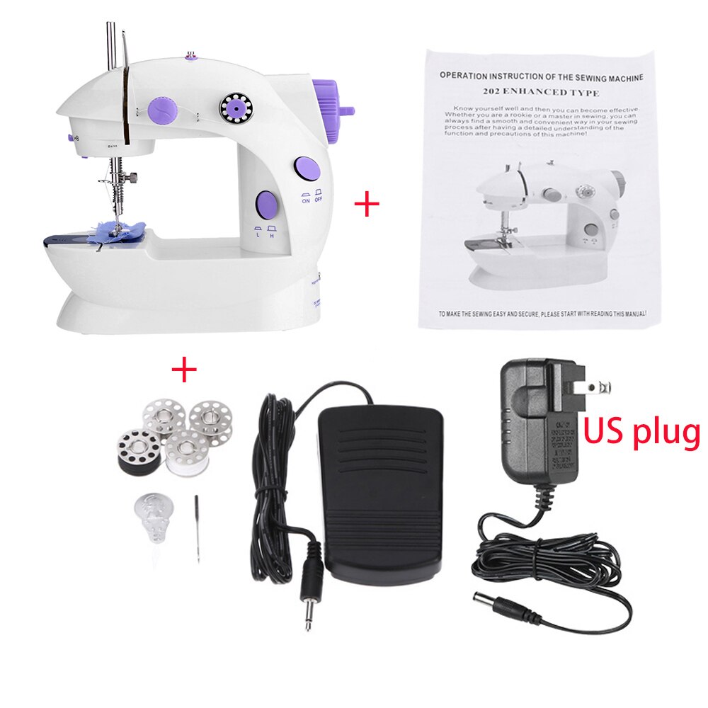 Mini Sewing Machine Portable Handheld Stitch Sew Needlework Cordless Clothes Fabrics Hand Electric Sewing Machines Accessories: US Plug