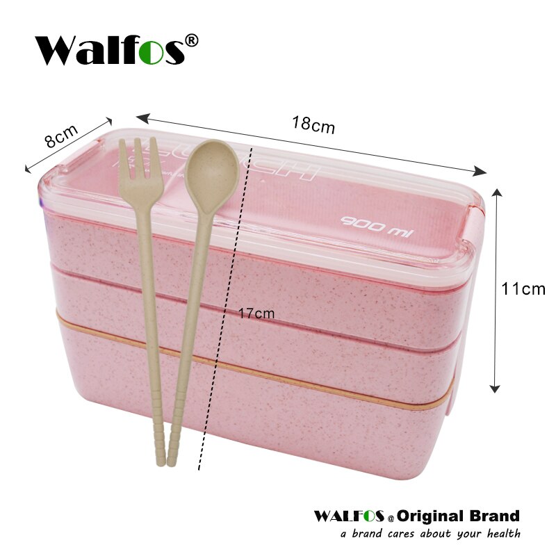 Aankomen 900 ml Japanse Magnetron Lunchbox Draagbare 3 Layer Bento Box Gezonde Voedsel Container Oven Servies set: WALFOS Pink