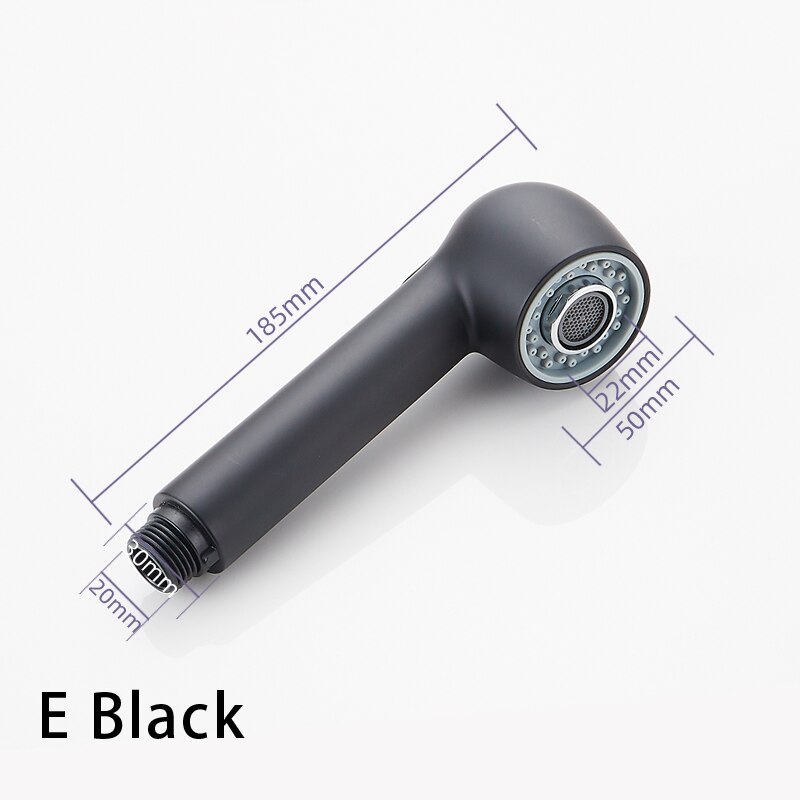 ABS Küche Tippen Pull Out Teile Küche Wasserhahn Ersatz Teile Wasserhahn Zubehör Tüllen Küche Wasserhahn Düse, Kleine dusche kopf: E black