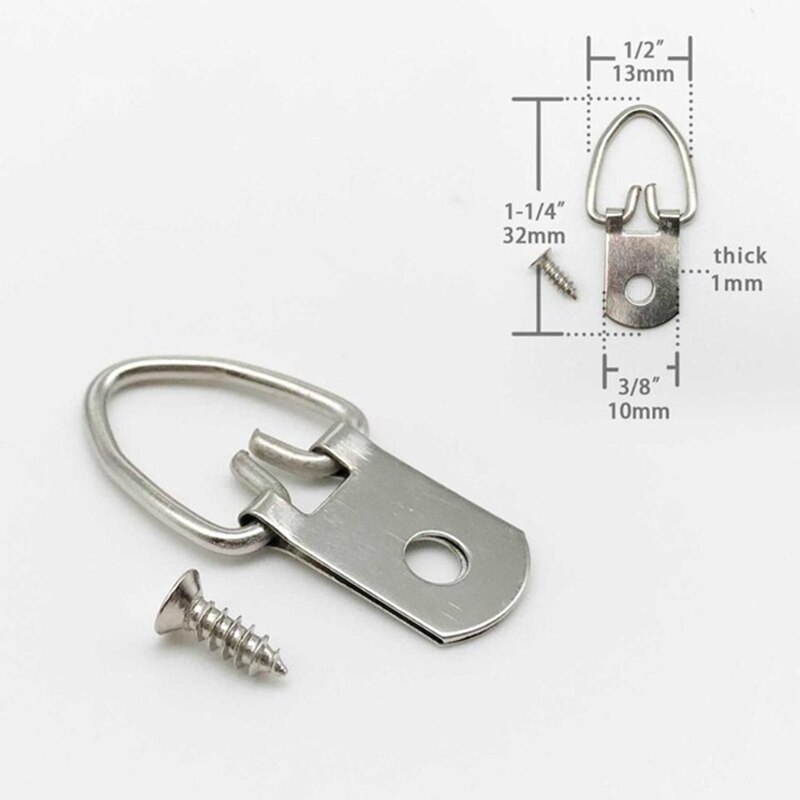 100Pcs Picture Hangers Golden Brass Triangle Photo Picture Frame Wall Mount Hanger Hook Hanging Ring Iron with screws: g