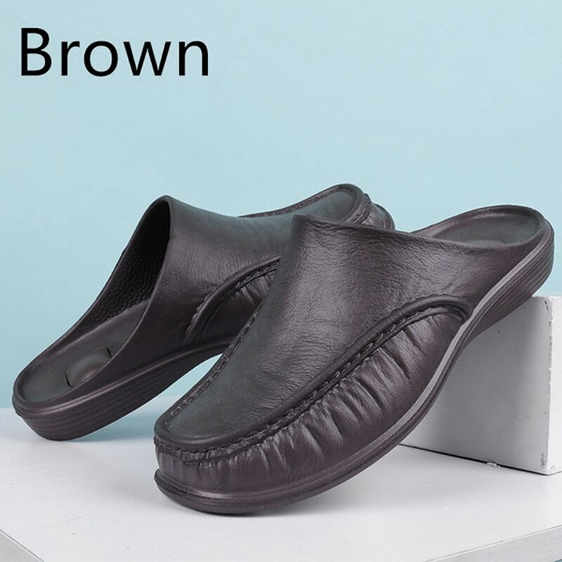 Shoes Men Beach Outdoor Casual Walking Beach Flops Summer Flops Driving Shoes Male Gardening Soft Slippers Men Slipper: brown / 7