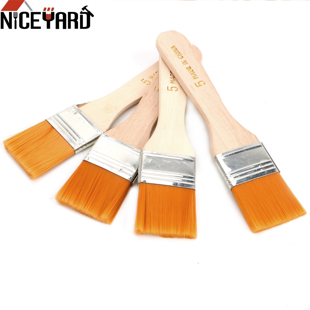 NICEYARD 4 unids/set Nylon pincel para óleo pinturas de acrílico pintura acuarela dibujo manijas de madera pelo pintura cepillo