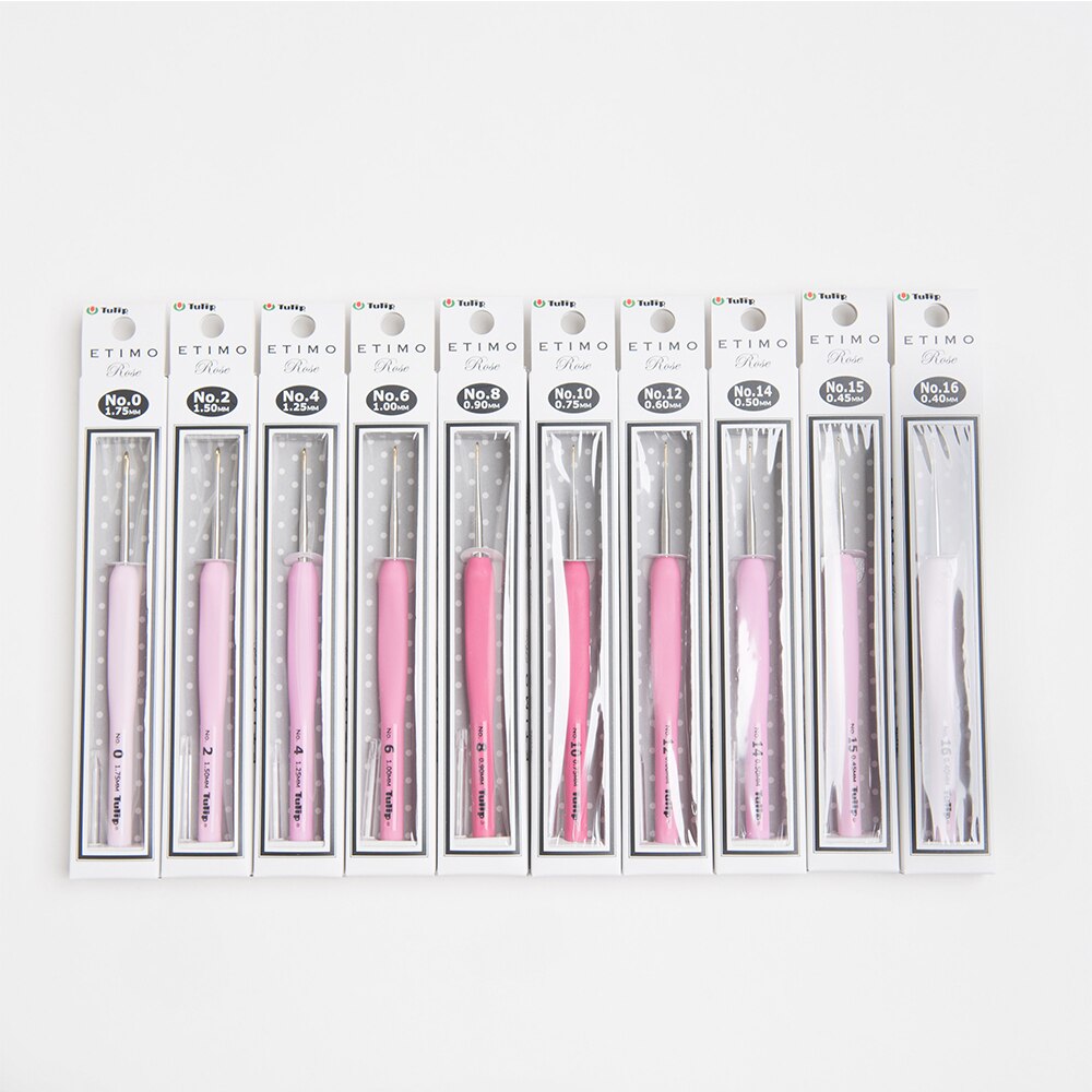 Japan Tulip Ter/Tel Haaknaald Roze Hars Handvat Breinaalden Originele Authentieke Geïmporteerd Uit Japan 0.6-6Mm