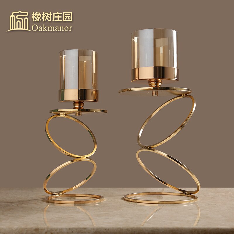 Guld metal lysestager bryllup dekorationer moderne lysestager guld centerpiece photophore verre glas lysestage  zt035